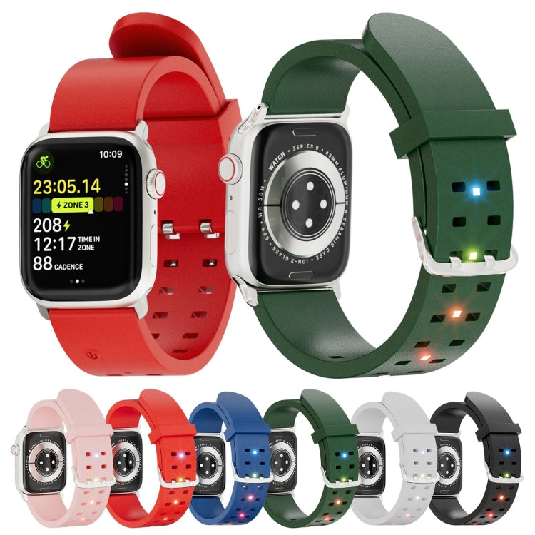 For Apple Watch 38mm Luminous Colorful Light Silicone Watch Band(Pink) - Watch Bands by PMC TechLife | Online Shopping South Africa | PMC TechLife