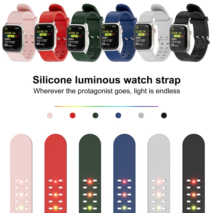 For Apple Watch 42mm Luminous Colorful Light Silicone Watch Band(Black) - Watch Bands by PMC TechLife | Online Shopping South Africa | PMC TechLife