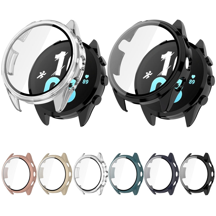 For Garmin Forerunner 165 PC + Tempered Film Integrated Watch Protective Case(Black) - Watch Cases by PMC Jewellery | Online Shopping South Africa | PMC Jewellery