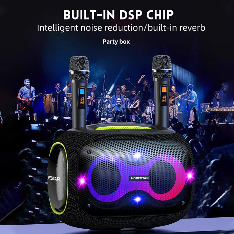 HOPESTAR Party Box 120W Karaoke Bluetooth Speaker with 2 Microphones(Black) - free shipping - PMC Jewellery - Order now!