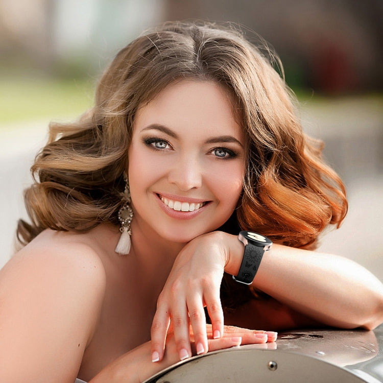 For Samsung Galaxy Watch 6 Sunflower Pattern Embossed Silicone Watch Band(Black) - Watch Bands by PMC TechLife | Online Shopping South Africa | PMC TechLife