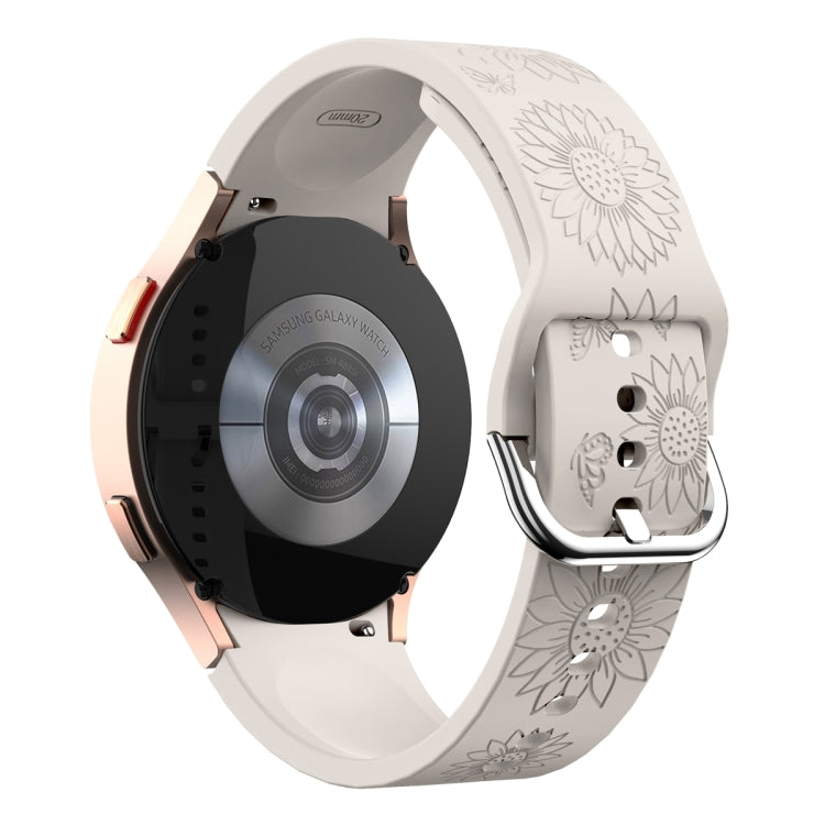 For Samsung Galaxy Watch 6 Sunflower Pattern Embossed Silicone Watch Band(Starlight Color) - Watch Bands by PMC TechLife | Online Shopping South Africa | PMC TechLife