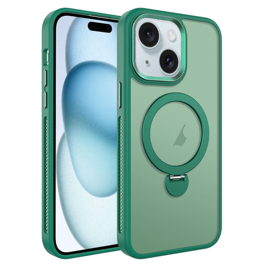 For iPhone 15 MagSafe Magnetic Holder Breathable Phone Case(Green) - iPhone 15 Cases by PMC Jewellery | Online Shopping South Africa | PMC Jewellery