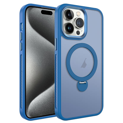 For iPhone 15 Pro Max MagSafe Magnetic Holder Breathable Phone Case(Blue) - iPhone 15 Pro Max Cases by PMC Jewellery | Online Shopping South Africa | PMC Jewellery