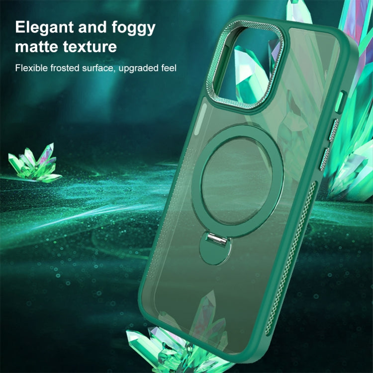 For iPhone 14 Plus MagSafe Magnetic Holder Breathable Phone Case(Green) - iPhone 14 Plus Cases by PMC Jewellery | Online Shopping South Africa | PMC Jewellery