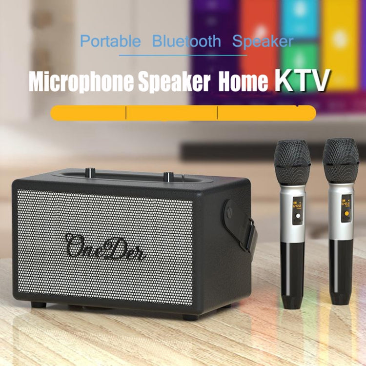 Oneder D7 Bluetooth Speaker Outdoor Karaoke Wireless Speakers With Two Mic(Black) - free shipping - PMC Jewellery - Order now!