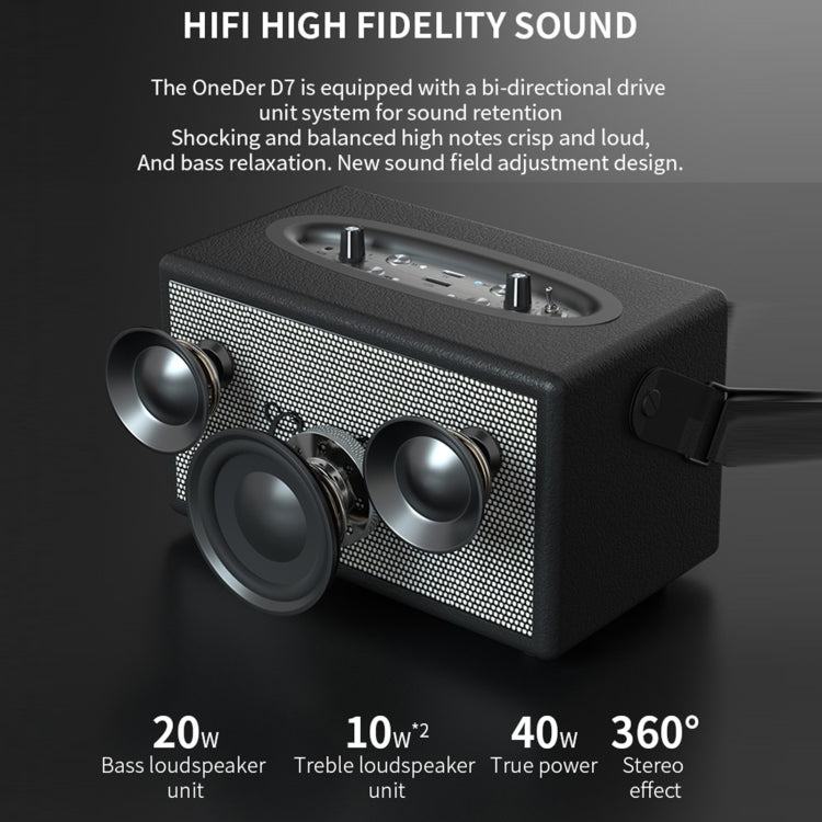 Oneder D7 Bluetooth Speaker Outdoor Karaoke Wireless Speakers With Two Mic(Brown) - free shipping - PMC Jewellery - Order now!