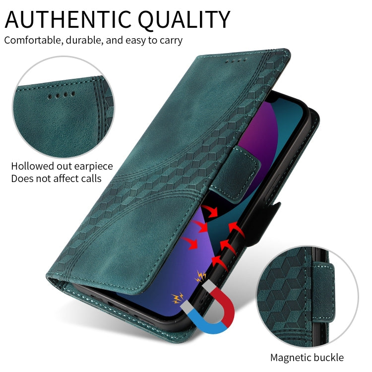 For iPhone SE 2024 Embossed Rhombus Starry Leather Phone Case(Green) - More iPhone Cases by PMC TechLife | Online Shopping South Africa | PMC TechLife | Buy Now Pay Later Mobicred