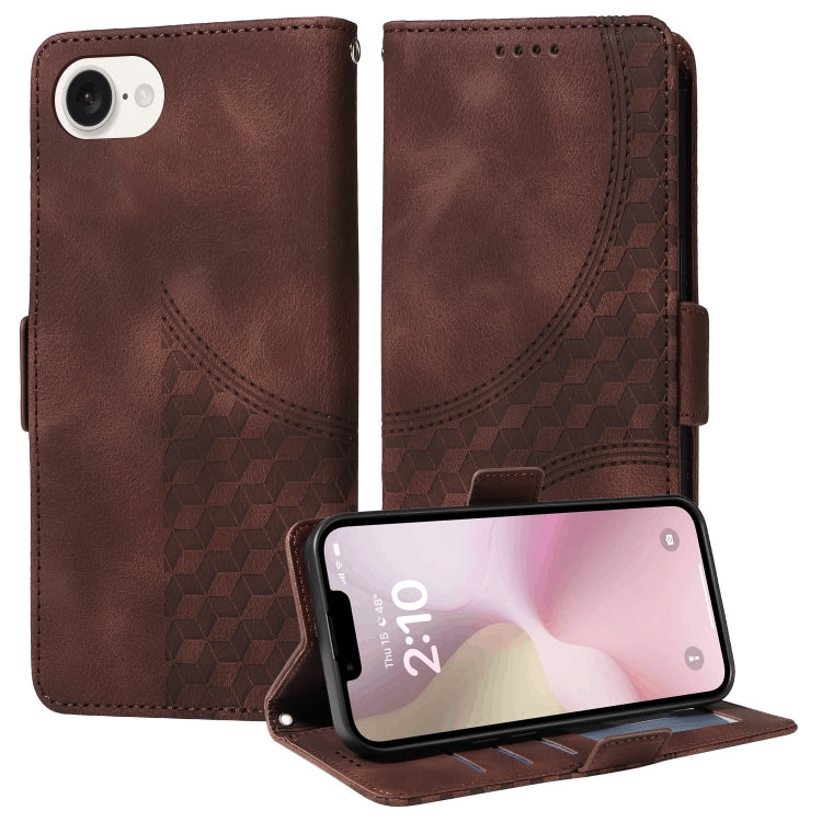 For iPhone SE 2024 Embossed Rhombus Starry Leather Phone Case(Brown) - More iPhone Cases by PMC Jewellery | Online Shopping South Africa | PMC Jewellery | Buy Now Pay Later Mobicred
