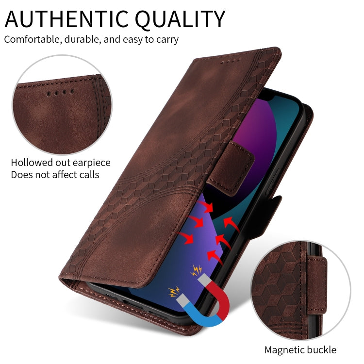 For iPhone SE 2024 Embossed Rhombus Starry Leather Phone Case(Brown) - free shipping - PMC TechLife - Order now!