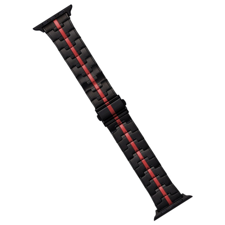 For Apple Watch SE 40mm Stainless Steel Watch Band(Black Red) - free shipping - PMC TechLife - Order now!