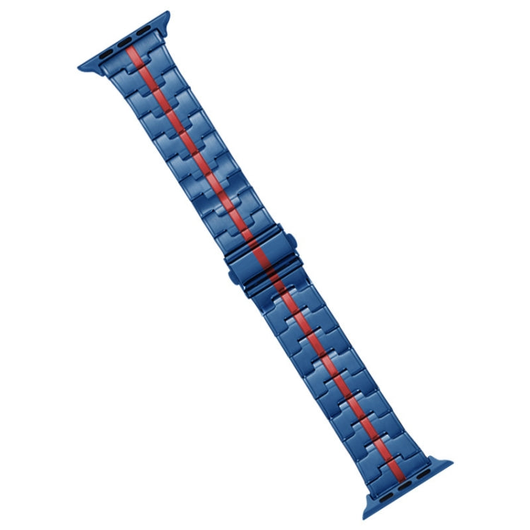 For Apple Watch Series 4 40mm Stainless Steel Watch Band(Blue Red) - Watch Bands by PMC TechLife | Online Shopping South Africa | PMC TechLife
