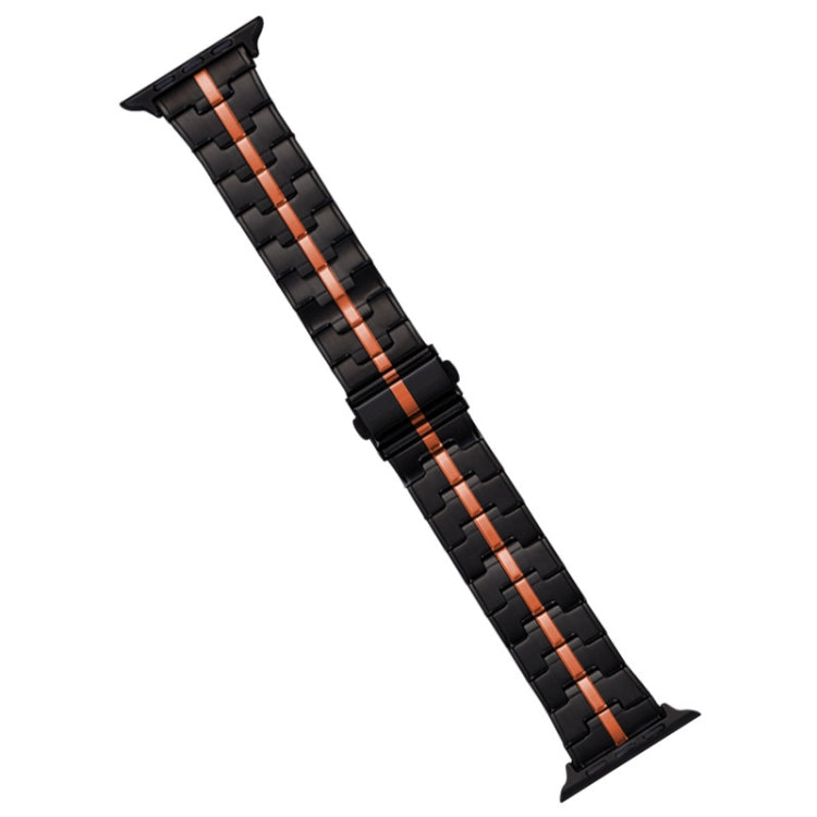For Apple Watch 38mm Stainless Steel Watch Band(Black Orange) - free shipping - PMC TechLife - Order now!