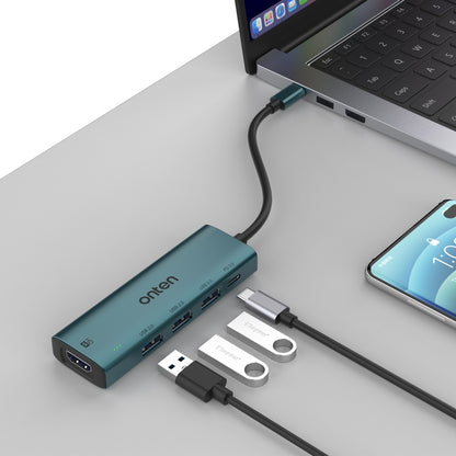 Onten UC123 5 in 1 USB-C / Type-C to HDMI + USB3.0 HUB Docking Station with 5V Input - USB HUB by Onten | Online Shopping South Africa | PMC Jewellery | Buy Now Pay Later Mobicred