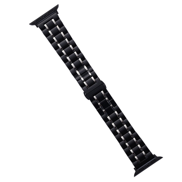 For Apple Watch Series 9 41mm Five-Beads Stainless Steel Watch Band(Black Silver) - free shipping - PMC TechLife - Order now!