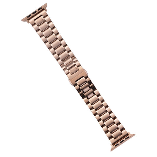 For Apple Watch Series 3 42mm Five-Beads Stainless Steel Watch Band(Rose Gold) - Watch Bands by PMC Jewellery | Online Shopping South Africa | PMC Jewellery