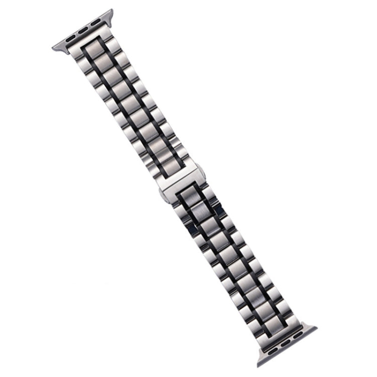 For Apple Watch 42mm Five-Beads Stainless Steel Watch Band(Silver Black) - free shipping - PMC TechLife - Order now!