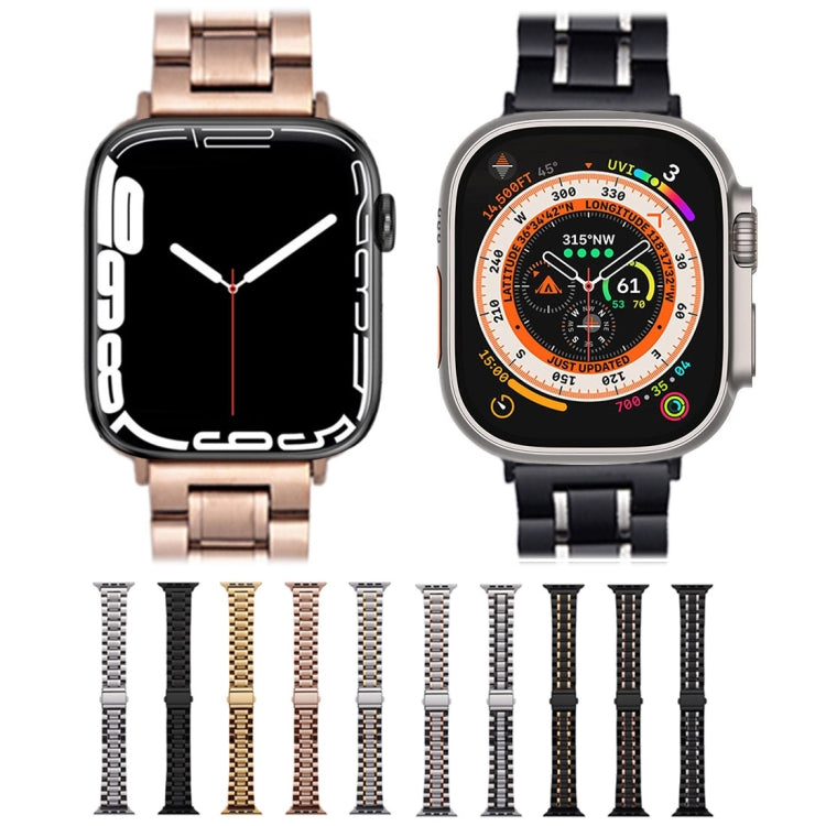 For Apple Watch 38mm Five-Beads Stainless Steel Watch Band(Gold) - Watch Bands by PMC TechLife | Online Shopping South Africa | PMC TechLife