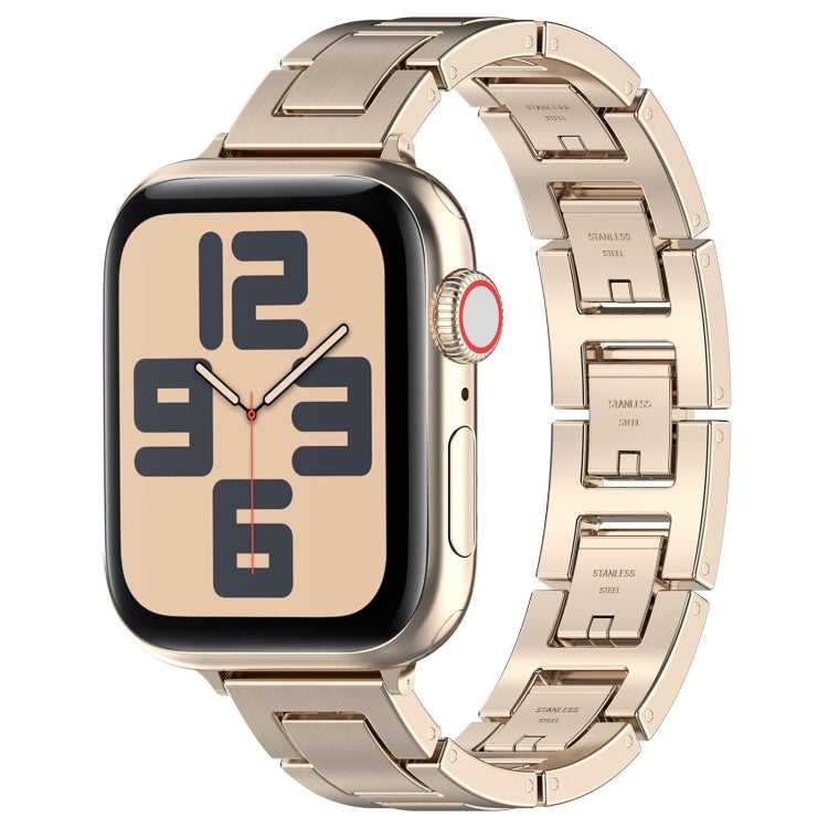 For Apple Watch SE 40mm H Slim Stainless Steel Watch Band(Starlight) - Watch Bands by PMC TechLife | Online Shopping South Africa | PMC TechLife