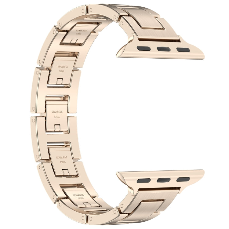 For Apple Watch SE 40mm H Slim Stainless Steel Watch Band(Starlight) - Watch Bands by PMC TechLife | Online Shopping South Africa | PMC TechLife