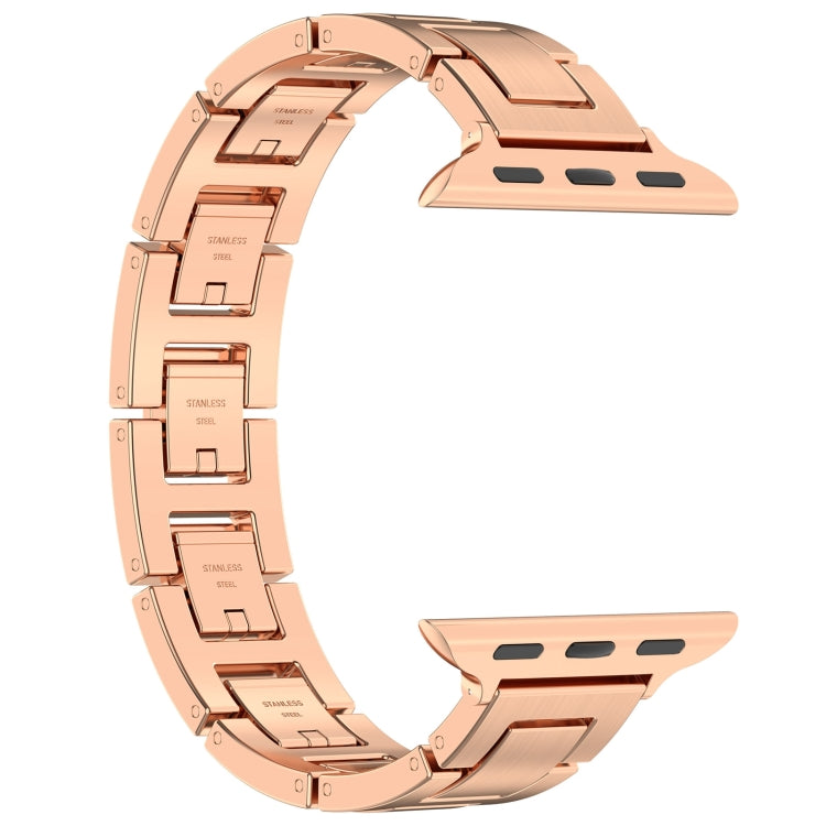 For Apple Watch Series 5 44mm H Slim Stainless Steel Watch Band(Rose Gold) - Watch Bands by PMC Jewellery | Online Shopping South Africa | PMC Jewellery