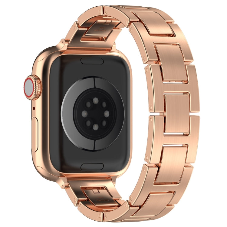 For Apple Watch Series 4 40mm H Slim Stainless Steel Watch Band(Rose Gold) - Watch Bands by PMC Jewellery | Online Shopping South Africa | PMC Jewellery