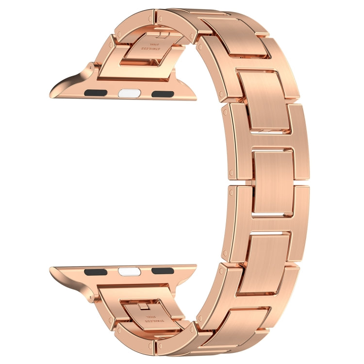 For Apple Watch 38mm H Slim Stainless Steel Watch Band(Rose Gold) - Watch Bands by PMC Jewellery | Online Shopping South Africa | PMC Jewellery