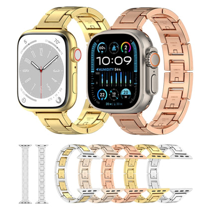 For Apple Watch Series 7 45mm H Slim Stainless Steel Watch Band(Rose Gold) - Watch Bands by PMC Jewellery | Online Shopping South Africa | PMC Jewellery