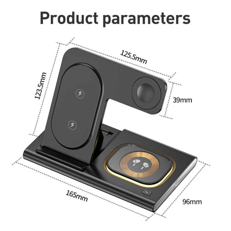 A80 3 in 1 15W Folding Wireless Charger(Black) - Wireless Charger by PMC Jewellery | Online Shopping South Africa | PMC Jewellery | Buy Now Pay Later Mobicred