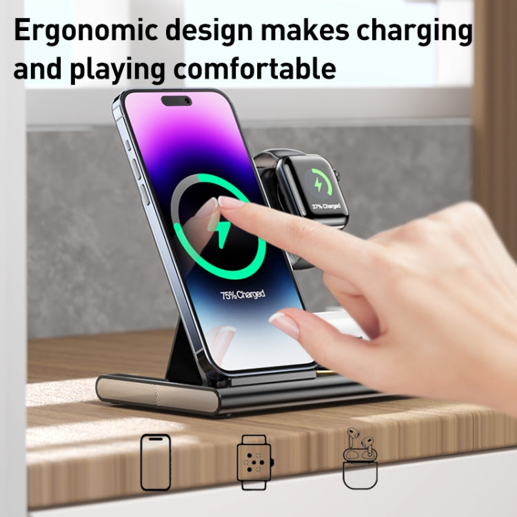 A80 3 in 1 15W Folding Wireless Charger(Black) - Wireless Charger by PMC Jewellery | Online Shopping South Africa | PMC Jewellery | Buy Now Pay Later Mobicred