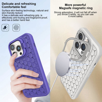 For iPhone 15 Honeycomb Radiating Lens Holder Magsafe Phone Case(Grey) - iPhone 15 Cases by PMC Jewellery | Online Shopping South Africa | PMC Jewellery