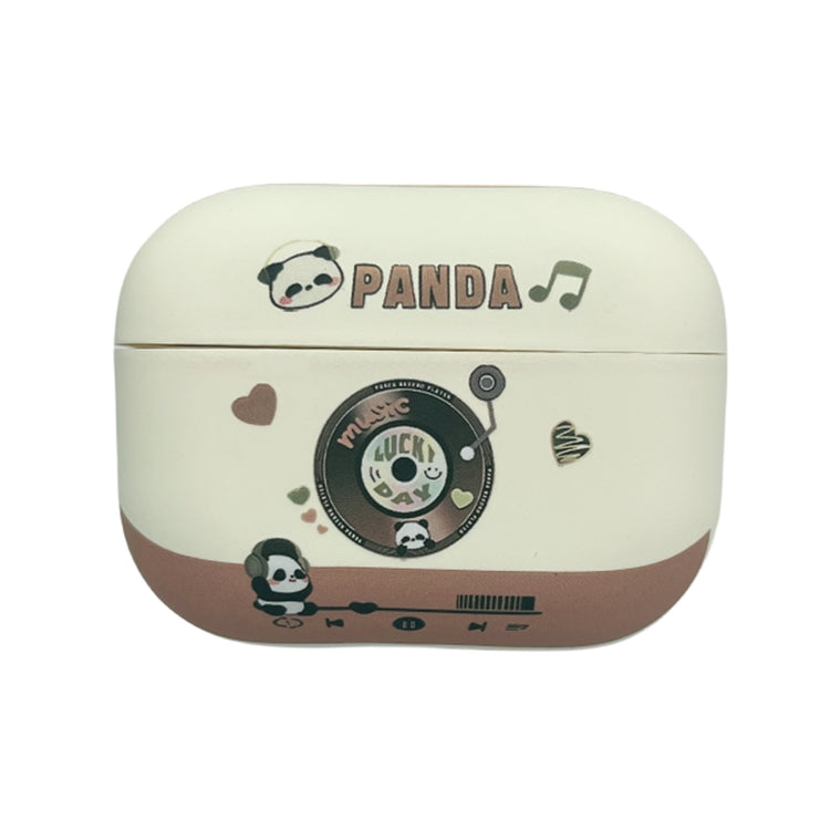 For AirPods Pro 2 Panda Records Pattern Earbuds Box Frosted TPU Case(White) - For AirPods Pro 2 by PMC Jewellery | Online Shopping South Africa | PMC Jewellery | Buy Now Pay Later Mobicred