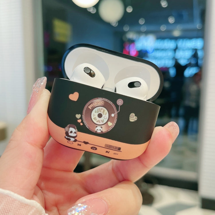 For AirPods 3 Panda Records Pattern Earbuds Box Frosted TPU Case(Black) - free shipping - PMC Jewellery - Order now!