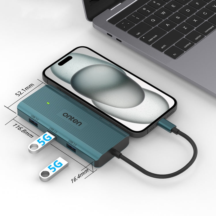 Onten UC961 9 in 1 USB-C / Type-C Multi-function HUB Docking Station(Green) - USB HUB by Onten | Online Shopping South Africa | PMC Jewellery | Buy Now Pay Later Mobicred