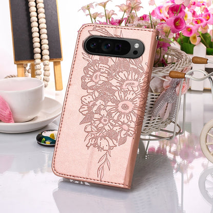 For Google Pixel 9 Pro Embossed Butterfly Leather Phone Case(Rose Gold) - Google Cases by PMC Jewellery | Online Shopping South Africa | PMC Jewellery | Buy Now Pay Later Mobicred