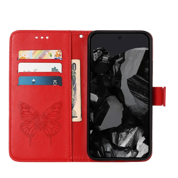 For Google Pixel 9 Pro Embossed Butterfly Leather Phone Case(Red) - Google Cases by PMC TechLife | Online Shopping South Africa | PMC TechLife | Buy Now Pay Later Mobicred