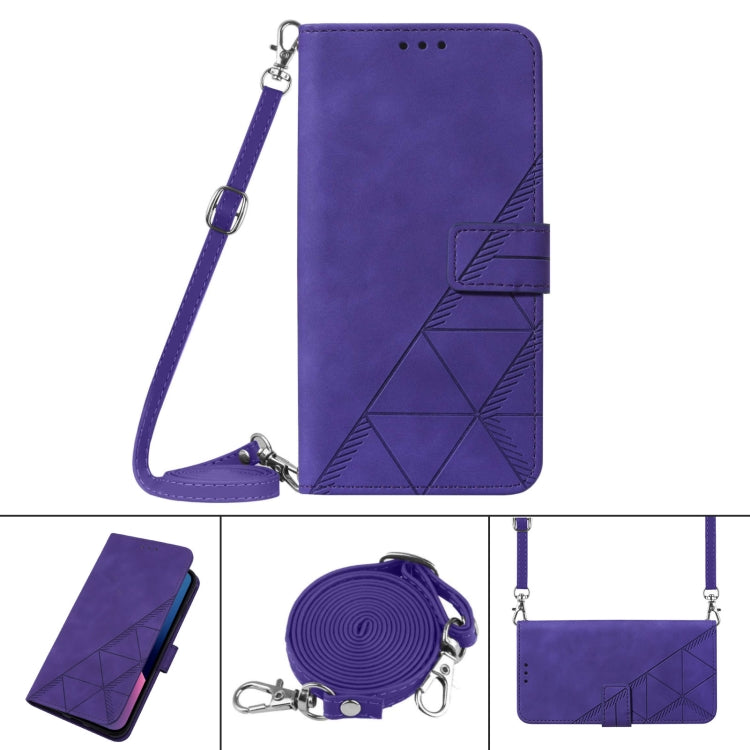 For Google Pixel 9 Pro Crossbody 3D Embossed Flip Leather Phone Case(Purple) - Google Cases by PMC TechLife | Online Shopping South Africa | PMC TechLife | Buy Now Pay Later Mobicred