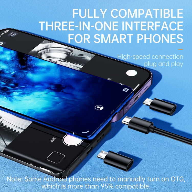 AN112 8mm Double Lenses HD Industry Endoscope Type-C + Micro USB + 8 Pin Connection, Length:1m Soft Tube - free shipping - PMC TechLife - Order now!