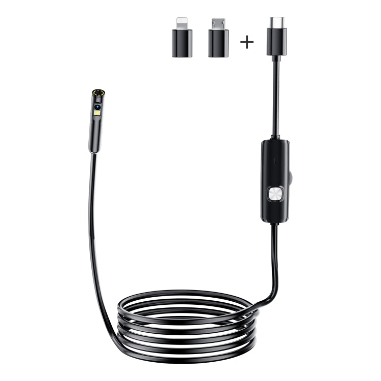 AN112 8mm Double Lenses HD Industry Endoscope Type-C + Micro USB + 8 Pin Connection, Length:2m Hard Tube -  by PMC Jewellery | Online Shopping South Africa | PMC Jewellery | Buy Now Pay Later Mobicred