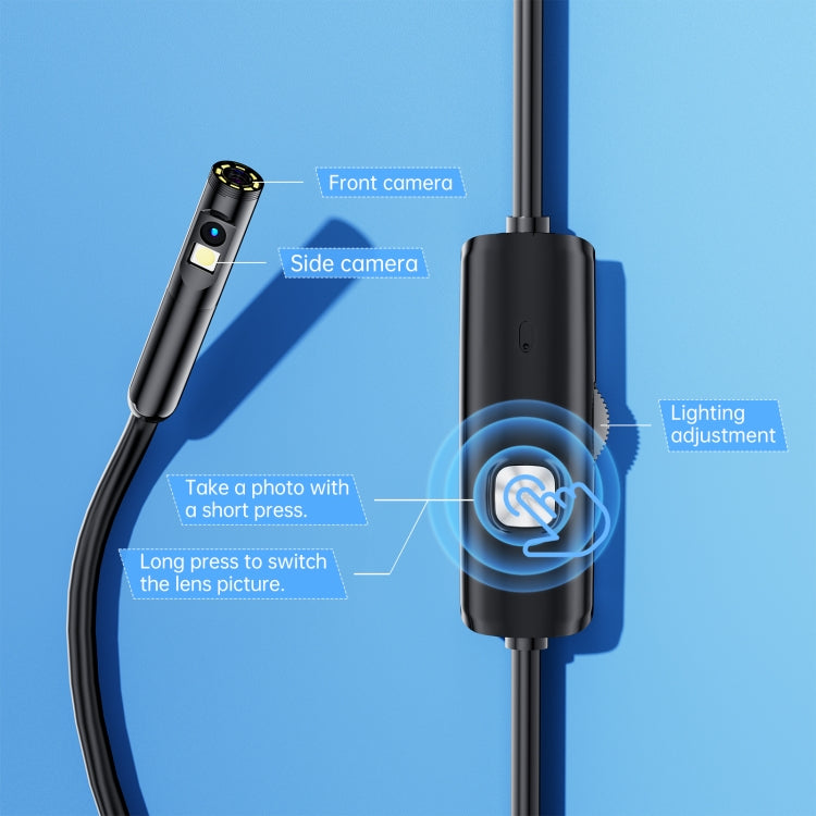 AN112 8mm Double Lenses HD Industry Endoscope Type-C + Micro USB + 8 Pin Connection, Length:3.5m Hard Tube -  by PMC Jewellery | Online Shopping South Africa | PMC Jewellery | Buy Now Pay Later Mobicred