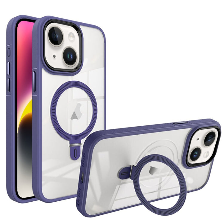 For iPhone 14 Shield Armor MagSafe Holder Phone Case(Deep Purple) - iPhone 14 Cases by PMC TechLife | Online Shopping South Africa | PMC TechLife