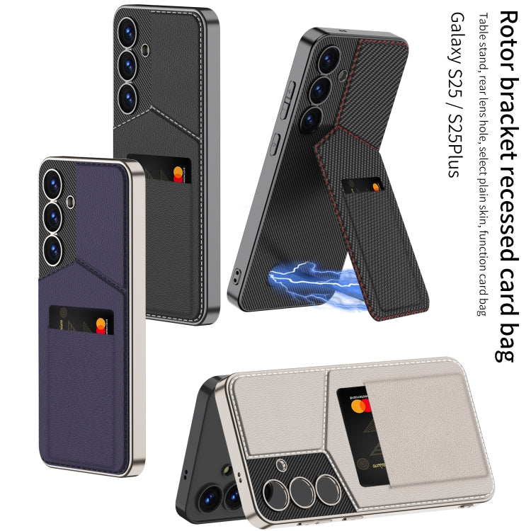 For Samsung Galaxy S25 5G GKK Rotor Bracket Recessed Card Bag Full Coverage Phone Case(Grey) - free shipping - PMC Jewellery - Order now!