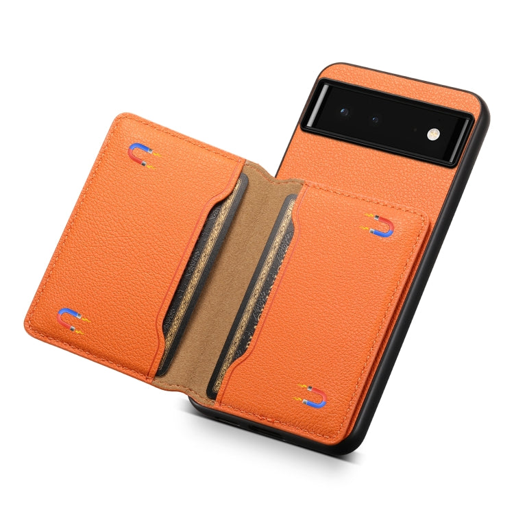 For Google Pixel 6 Calf Texture Card Bag Design Full Coverage Phone Case(Orange) - Google Cases by PMC Jewellery | Online Shopping South Africa | PMC Jewellery | Buy Now Pay Later Mobicred