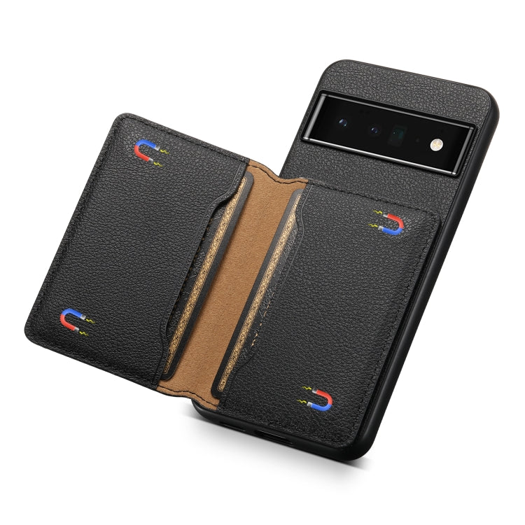 For Google Pixel 6 Pro Calf Texture Card Bag Design Full Coverage Phone Case(Black) - Google Cases by PMC TechLife | Online Shopping South Africa | PMC TechLife | Buy Now Pay Later Mobicred