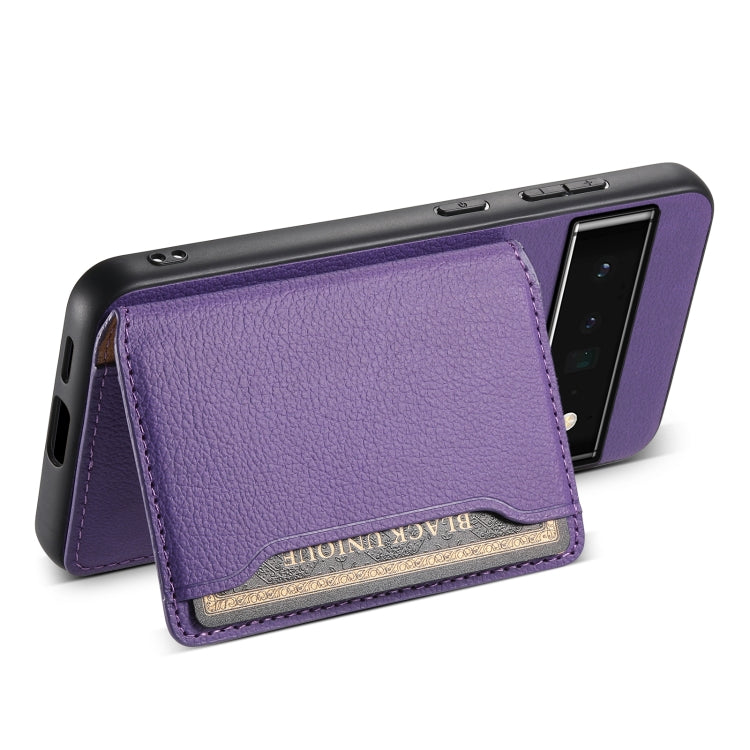 For Google Pixel 6 Pro Calf Texture Card Bag Design Full Coverage Phone Case(Purple) - Google Cases by PMC TechLife | Online Shopping South Africa | PMC TechLife | Buy Now Pay Later Mobicred