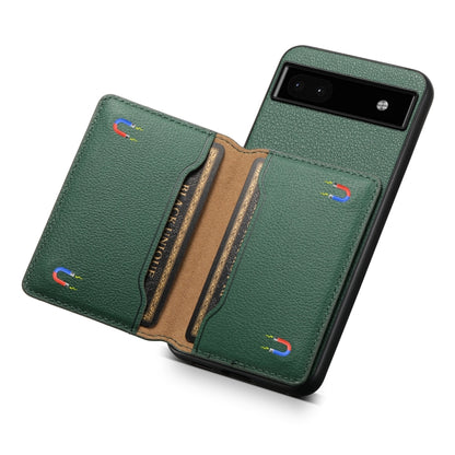 For Google Pixel 6a Calf Texture Card Bag Design Full Coverage Phone Case(Green) - Google Cases by PMC Jewellery | Online Shopping South Africa | PMC Jewellery | Buy Now Pay Later Mobicred