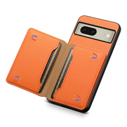 For Google Pixel 8 Calf Texture Card Bag Design Full Coverage Phone Case(Orange) - Google Cases by PMC Jewellery | Online Shopping South Africa | PMC Jewellery | Buy Now Pay Later Mobicred