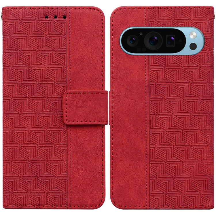 For Google Pixel 9 Geometric Embossed Leather Phone Case(Red) - Google Cases by PMC Jewellery | Online Shopping South Africa | PMC Jewellery | Buy Now Pay Later Mobicred