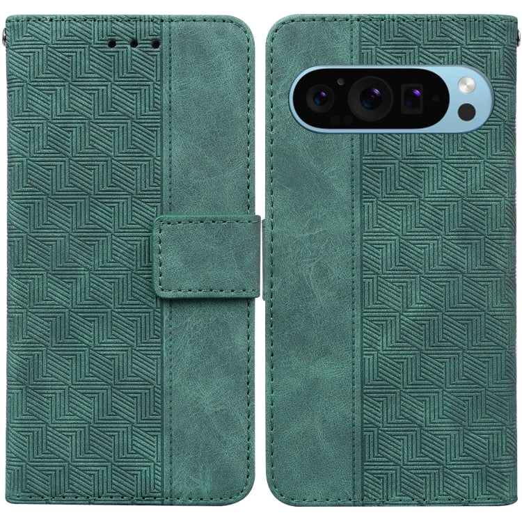 For Google Pixel 9 Pro 5G Geometric Embossed Leather Phone Case(Green) - Google Cases by PMC Jewellery | Online Shopping South Africa | PMC Jewellery | Buy Now Pay Later Mobicred