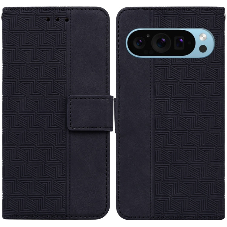 For Google Pixel 9 Pro 5G Geometric Embossed Leather Phone Case(Black) - Google Cases by PMC Jewellery | Online Shopping South Africa | PMC Jewellery | Buy Now Pay Later Mobicred